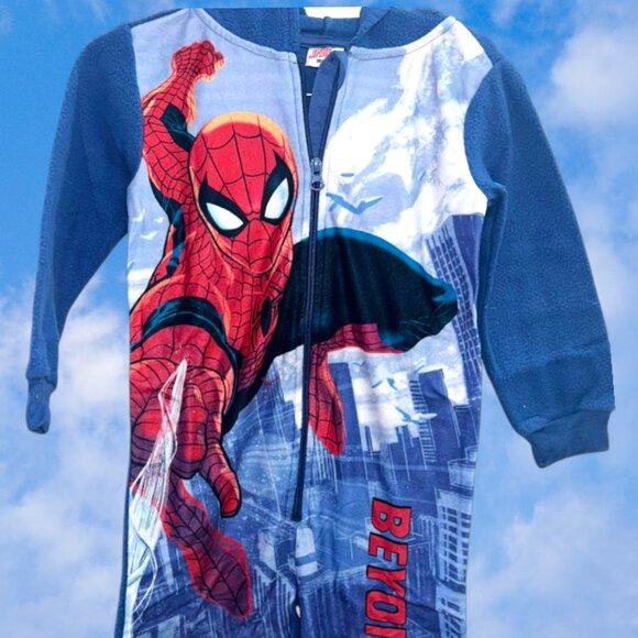 Kids Spider Hero Hooded Jumpsuit Pajama – Zip-Up One-Piece - Picture 4 of 7
